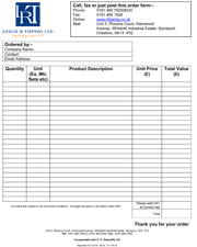 Leslie R Tipping 2019 Mortuary Consumables Order Form